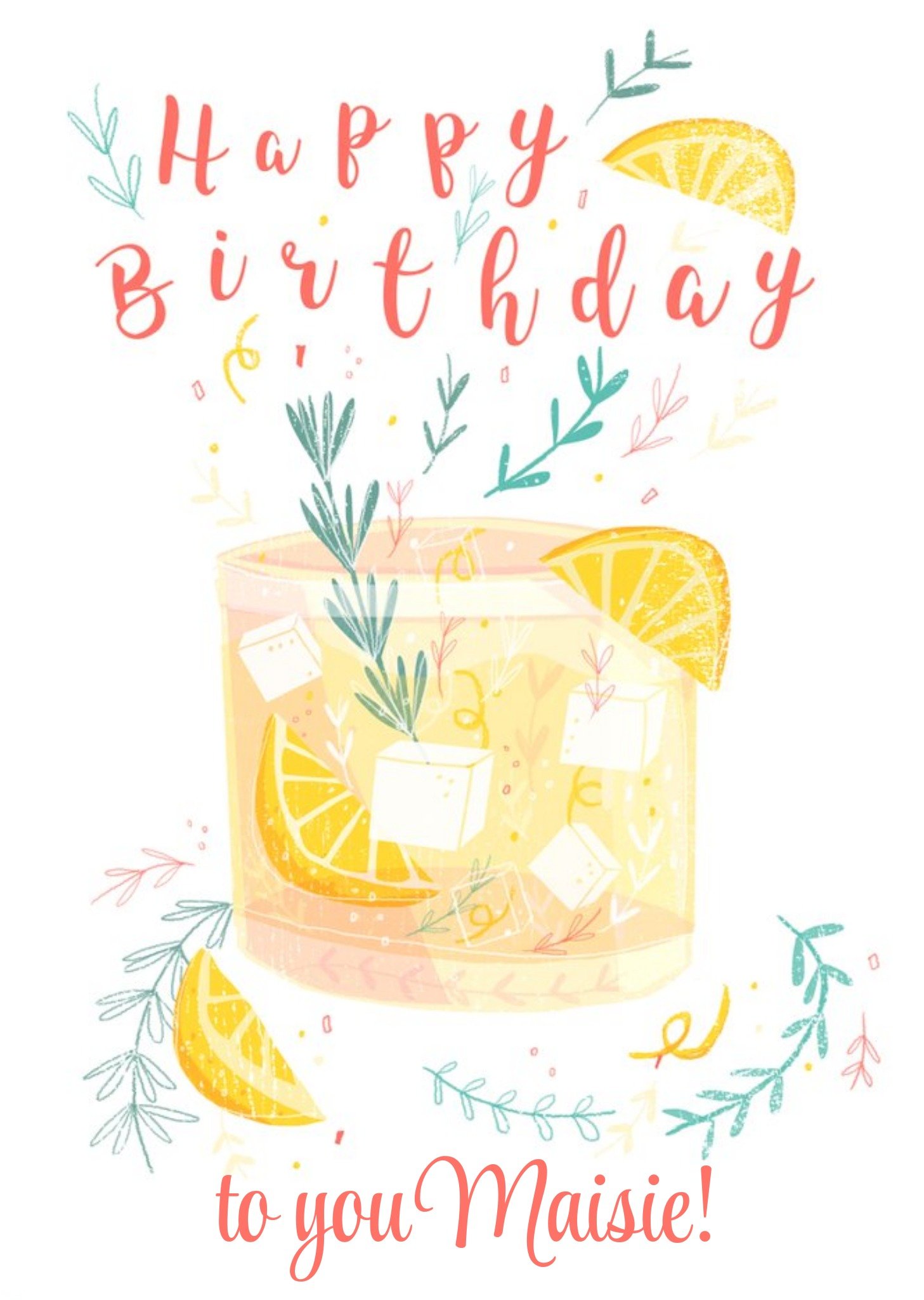 Moonpig Birthday Card - Birthday Cocktail - Alcohol - Gin And Tonic, Large