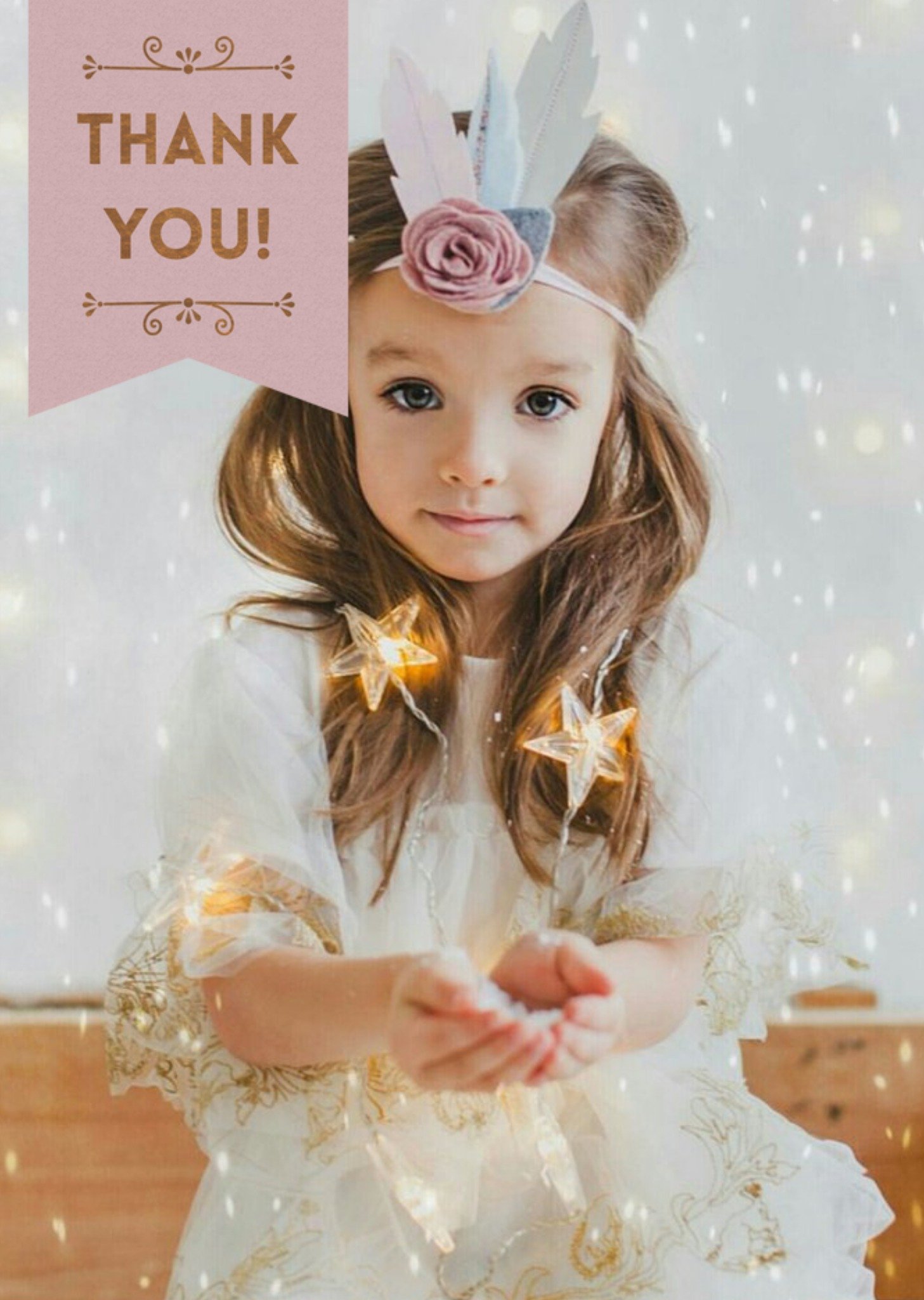 Fairy Lights Photo Upload Thank You Christmas Postcard