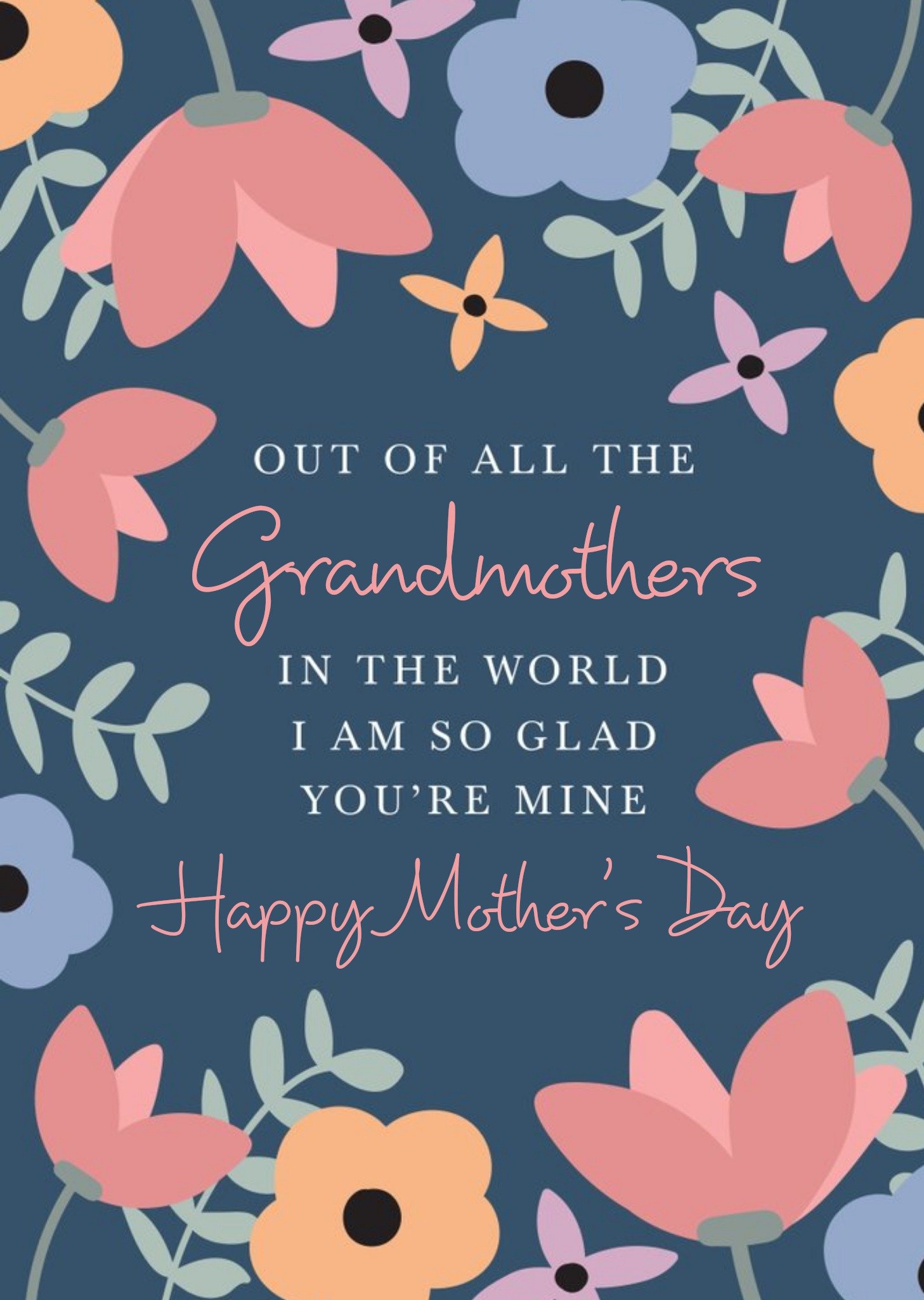 Moonpig Muted Floral Sentimental Verse Grandmother Mother's Day Card, Large