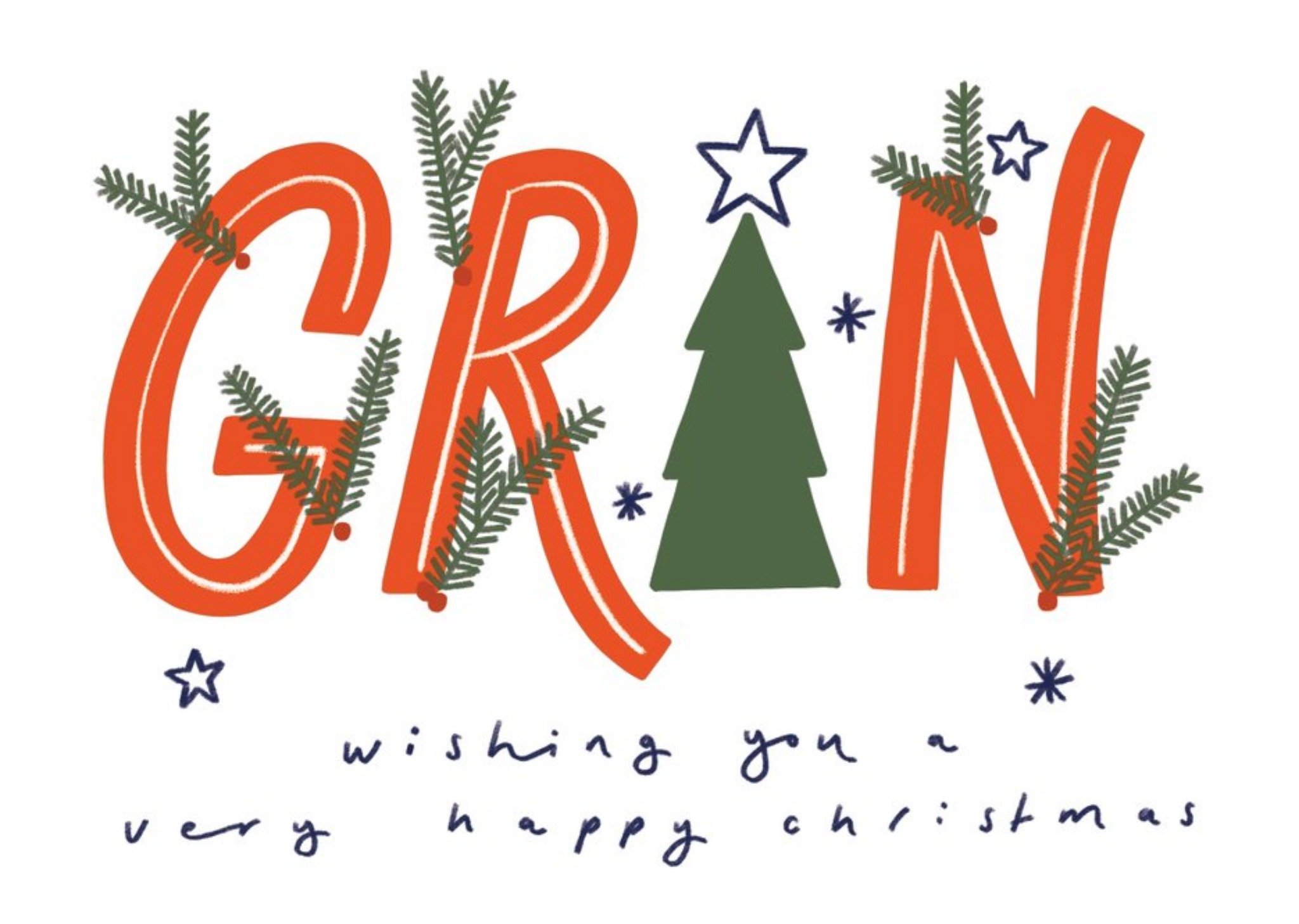 Gran Wishing You A Very Happy Christmastypographic Card