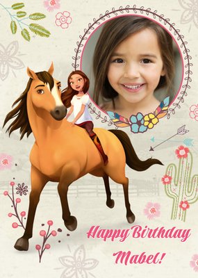 Universal Dreamworks Spirit the horse riding free photo upload Birthday card