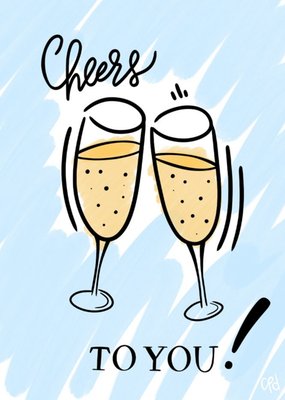 Bright Fun Design Champagne Flutes Cheers To You Card