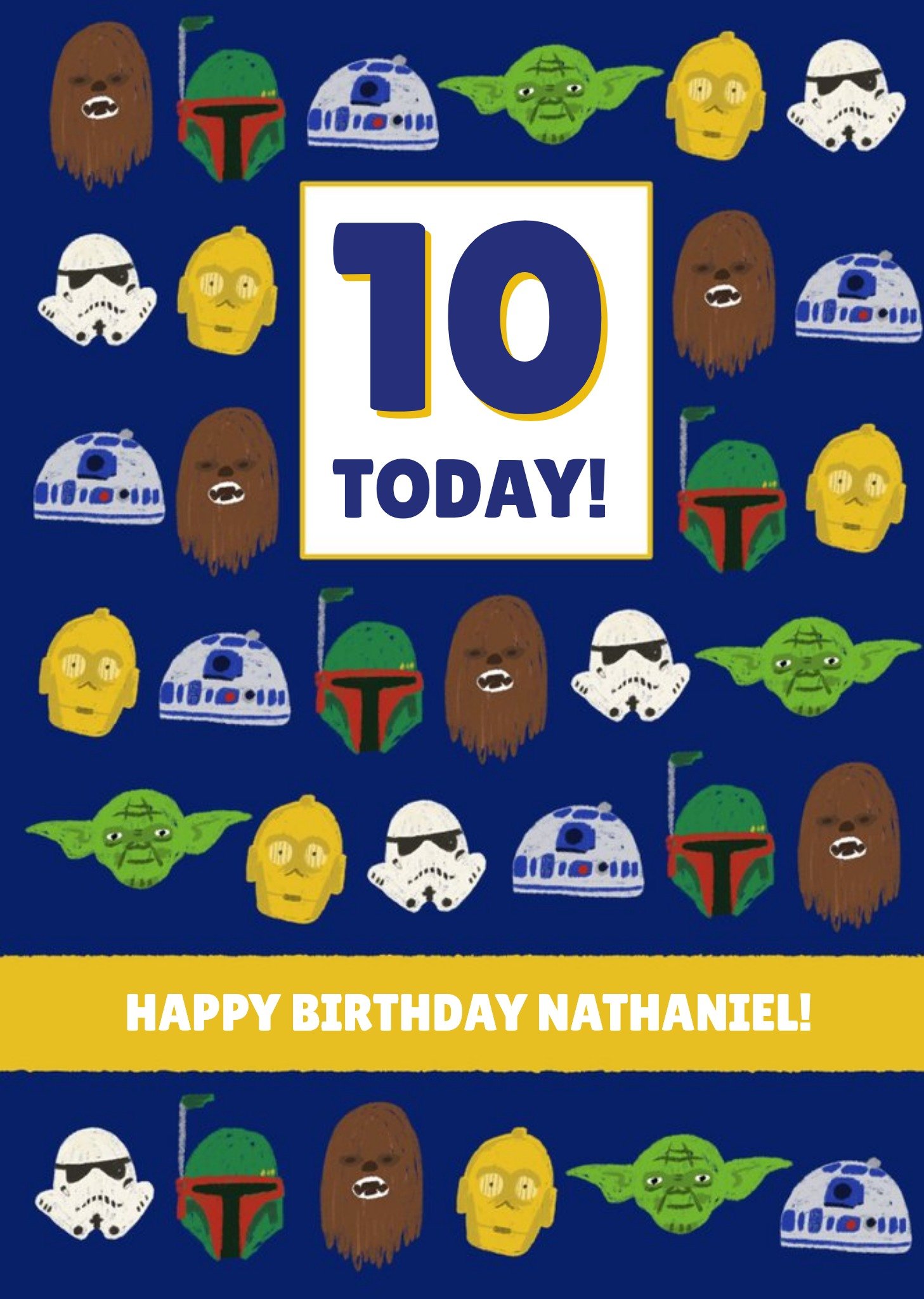 Disney Star Wars Boba Fett Chewbacca Yoda R2D2 Stormtrooper Kids 10 Today Birthday Card Ecard