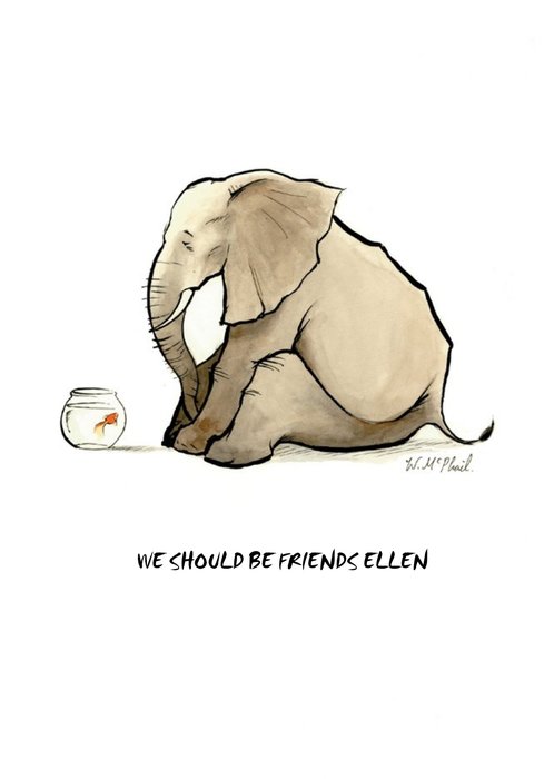 Goldfish And Elephant Friendship Card