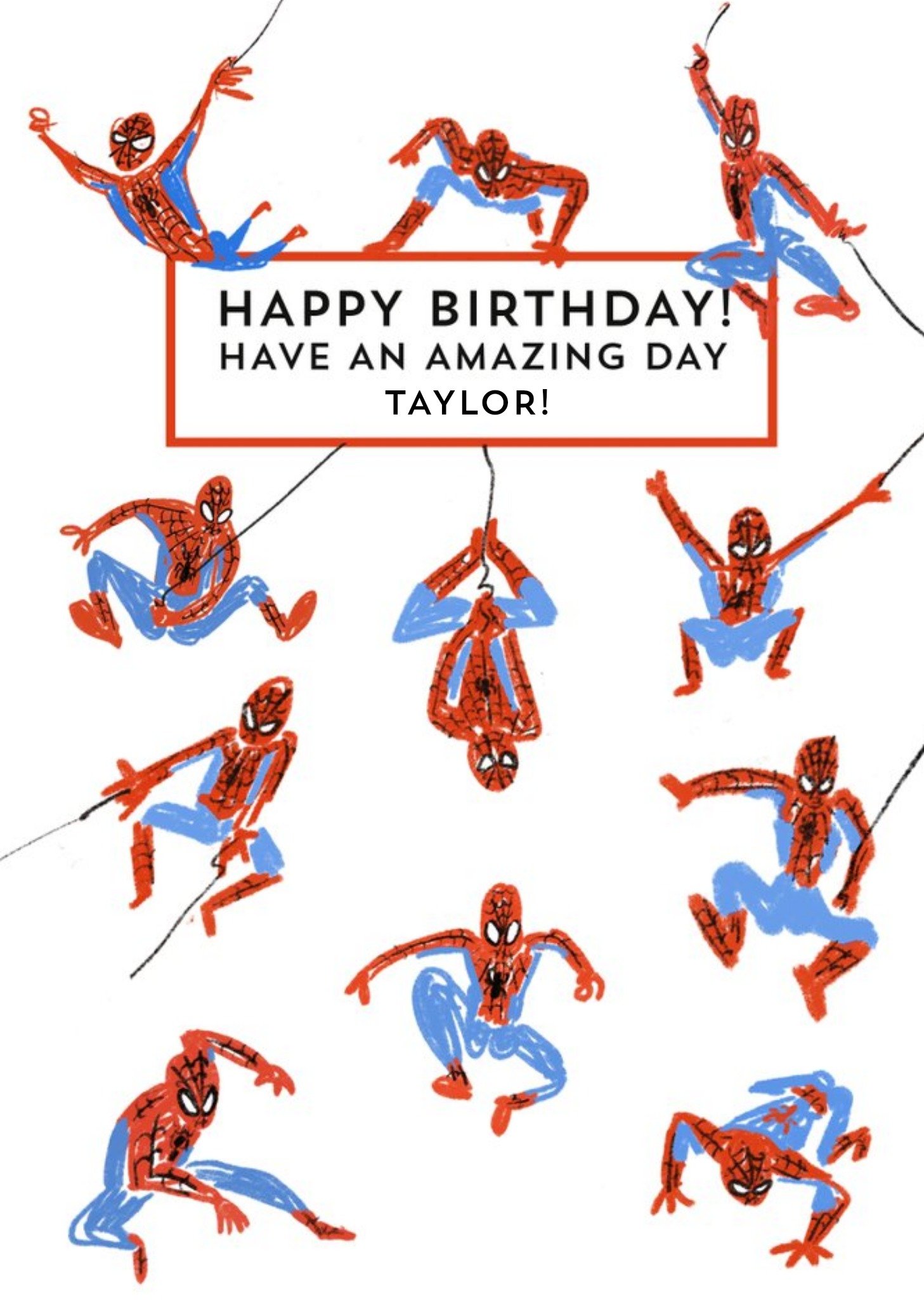Marvel Spiderman Funny Illustrated Birthday Card Ecard