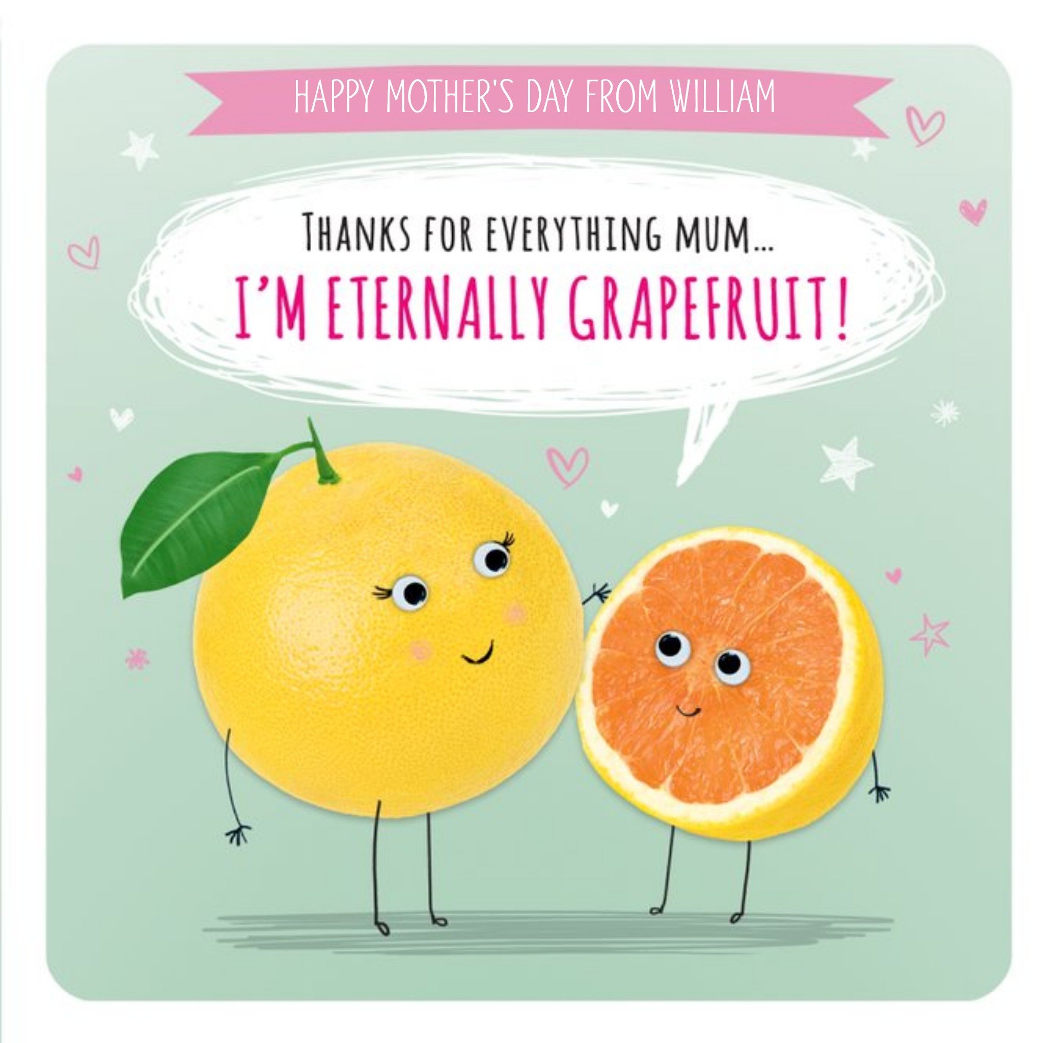 Im Eternally Grapefruit Pun Mothers Day Card, Square