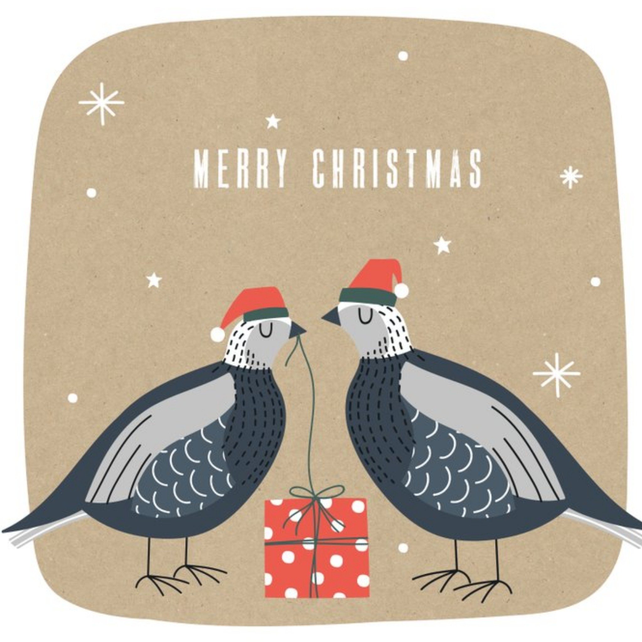 Moonpig Two Birds Square Christmas Greetings Card, Large