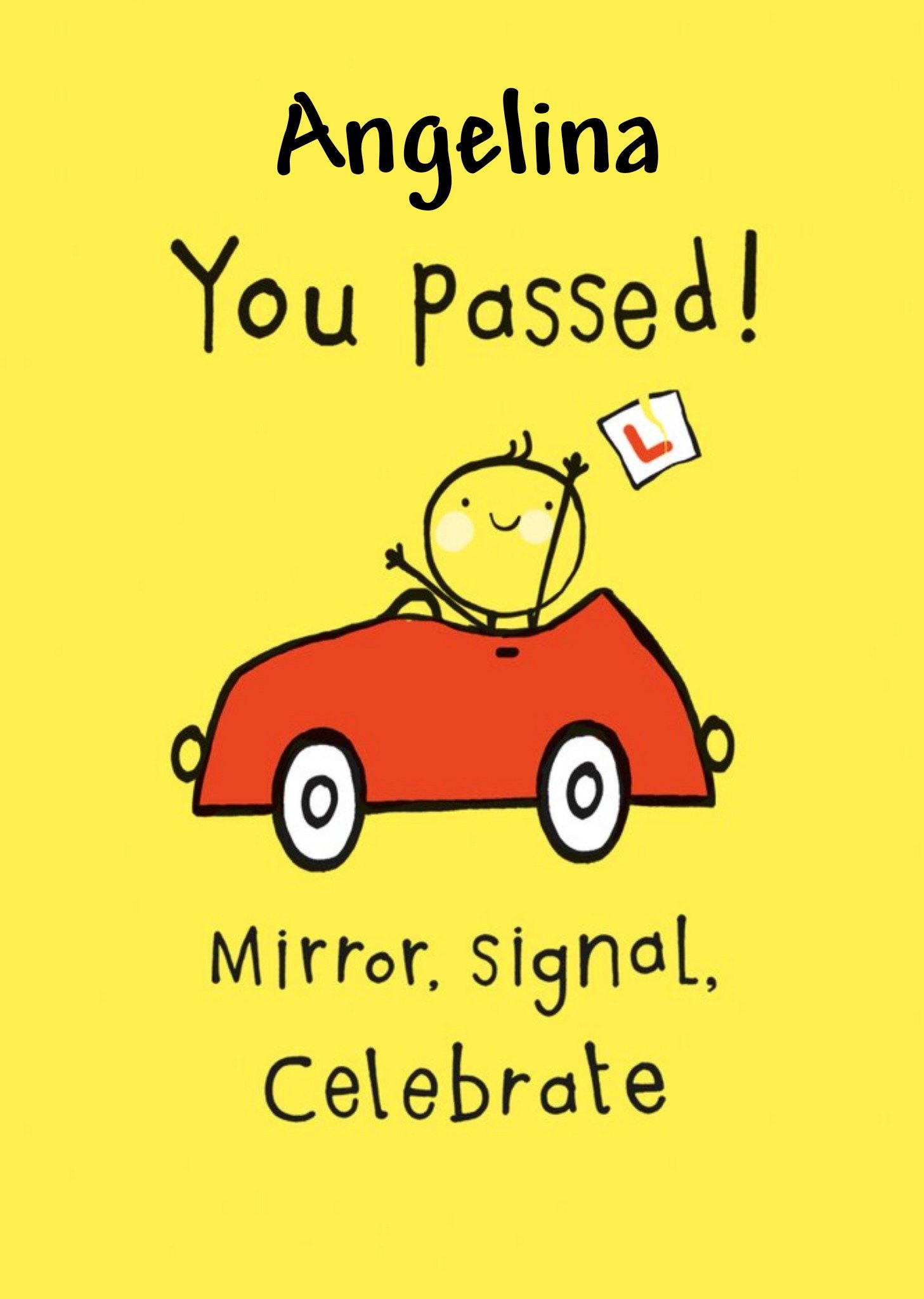 Guk Bright Illustrated Car Passed Driving Test Card Ecard