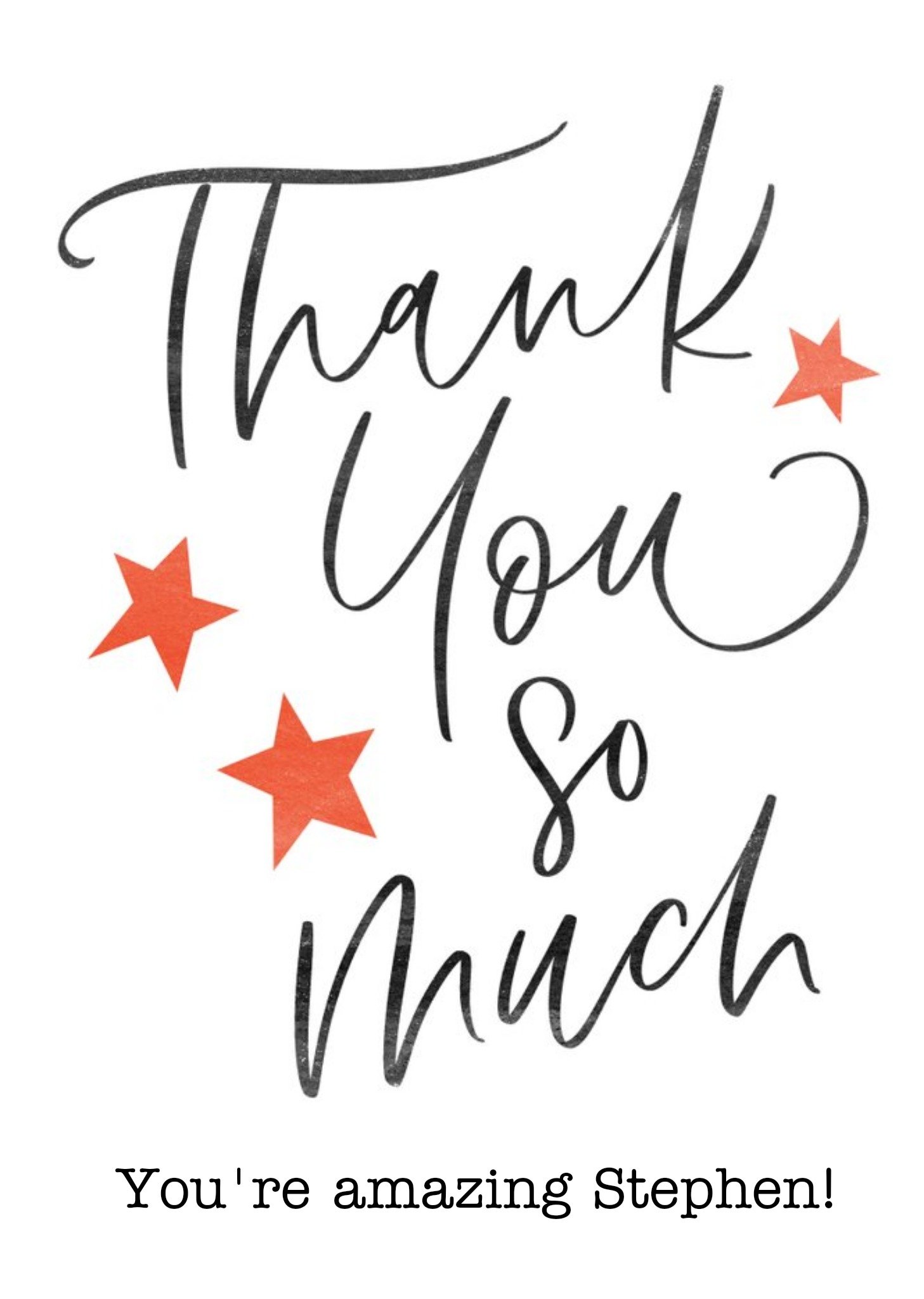 Modern Typographic Star Thank You Card