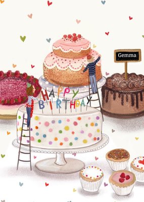 Love Lucy Illustration Cakes Customisable Birthday Card