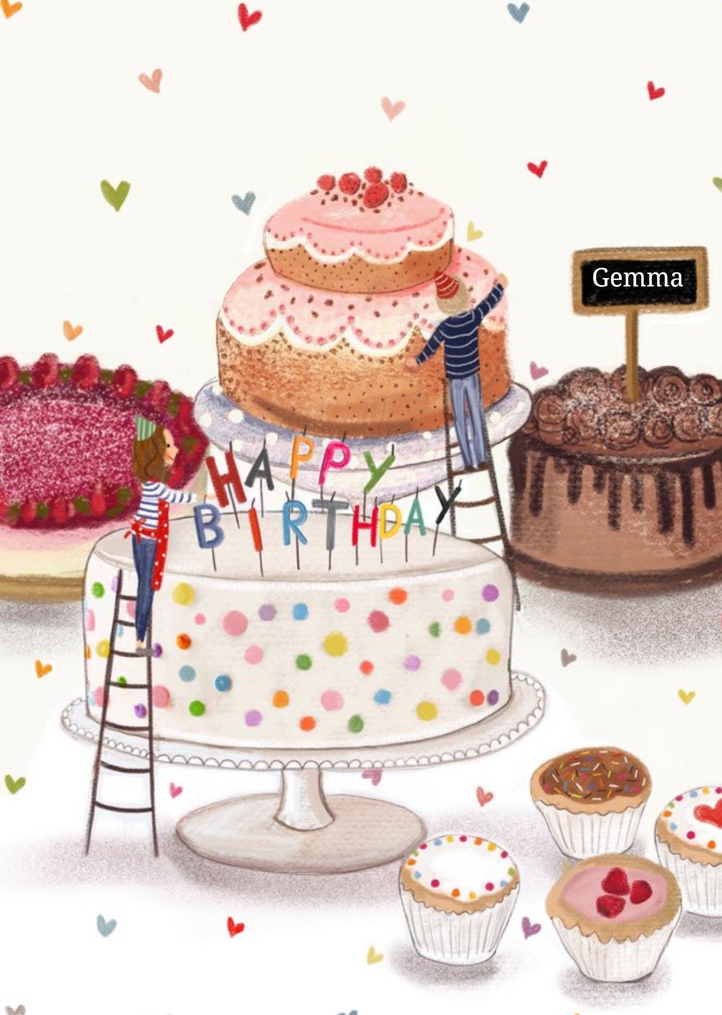 Love Lucy Illustration Cakes Customisable Birthday Card Ecard