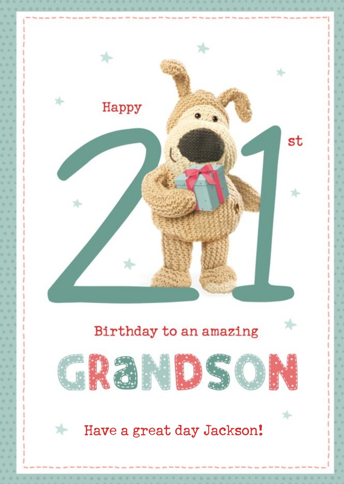 Boofle Happy 21st Birthday To An Amazing Grandson Card, Large