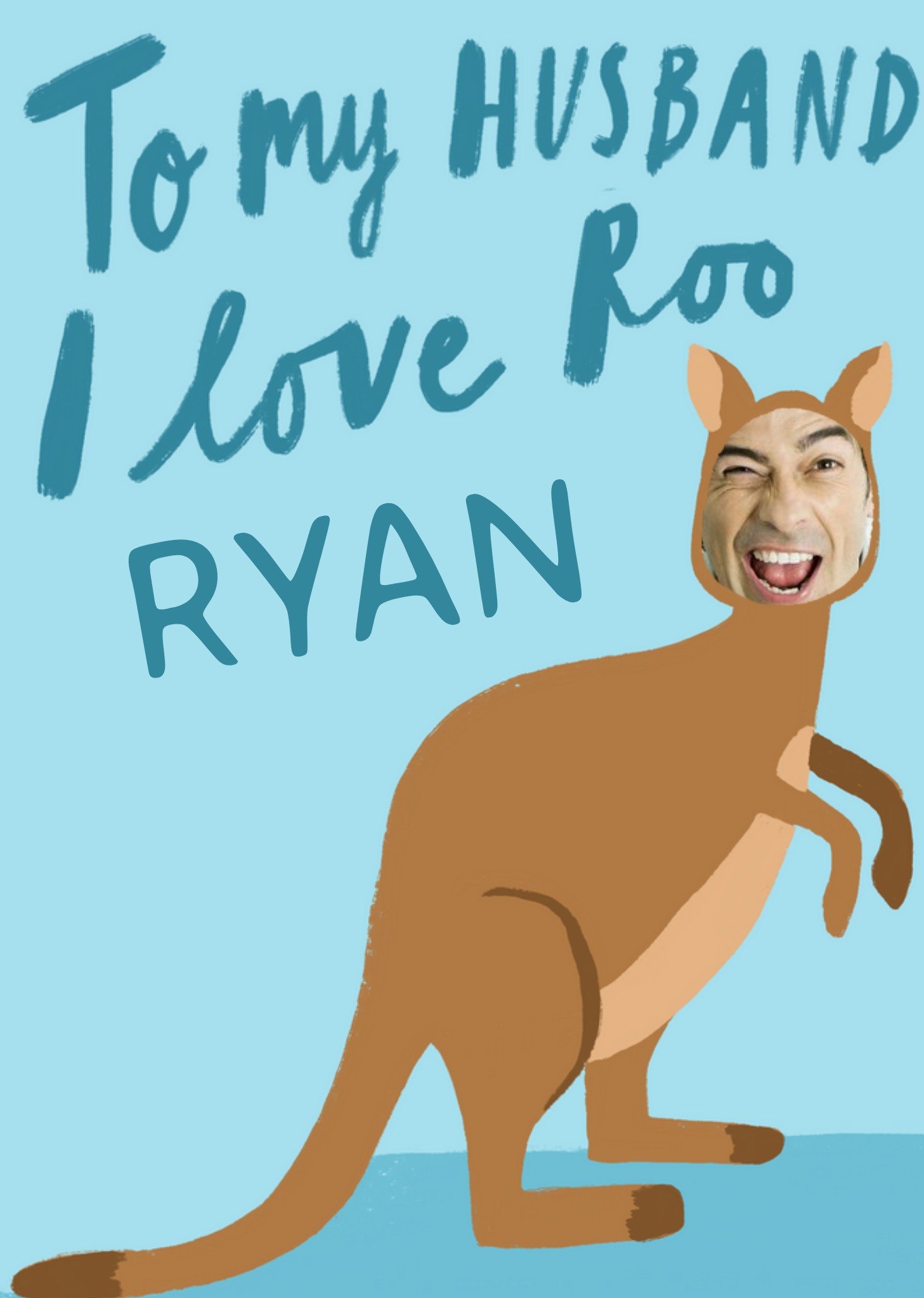 Moonpig Funny Illustration Of A Kangeroo With A Face Photo Upload Valentine's Day Card Ecard