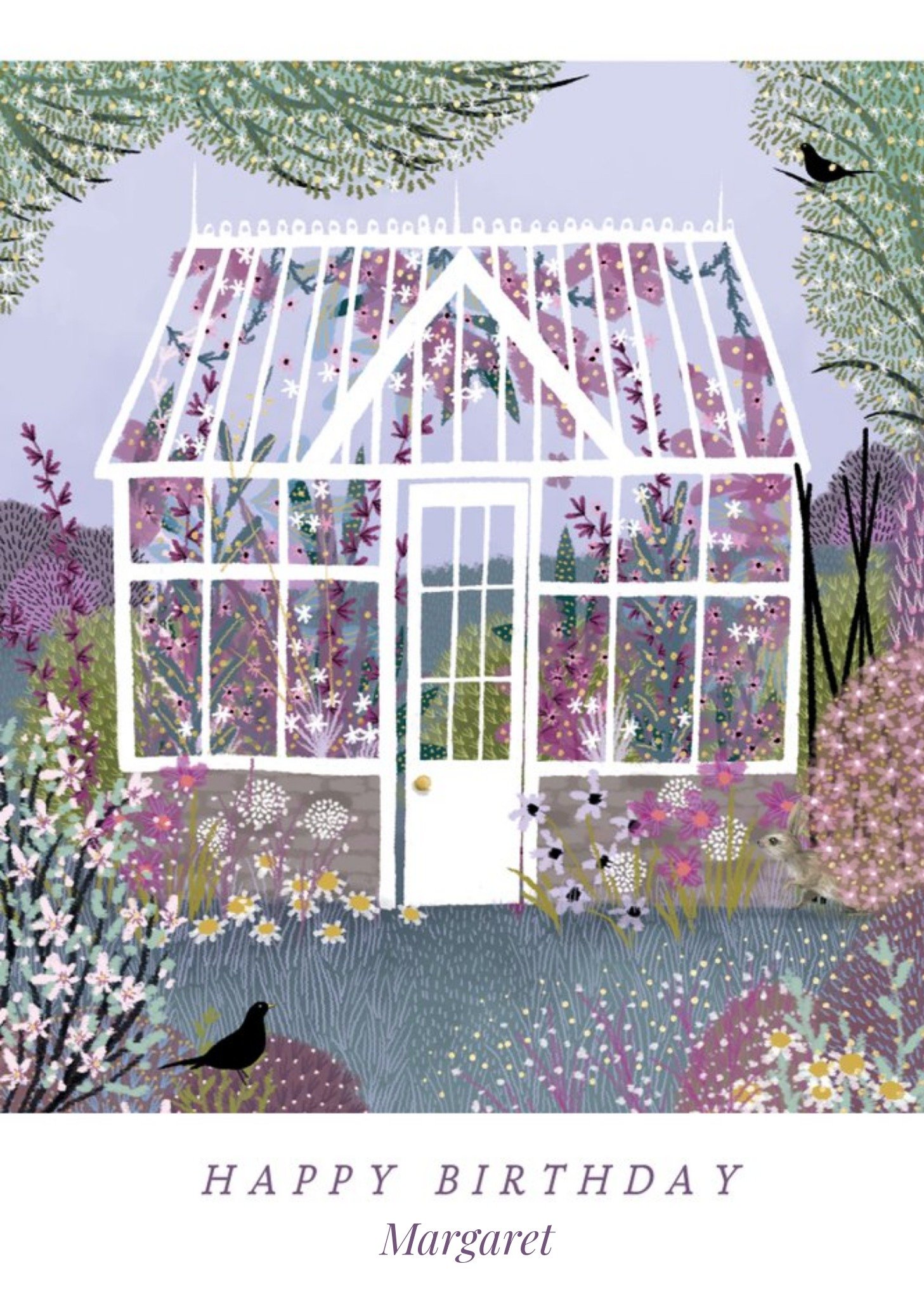 Moonpig Illustrative Greenhouse And Flowers Birthday Card , Large