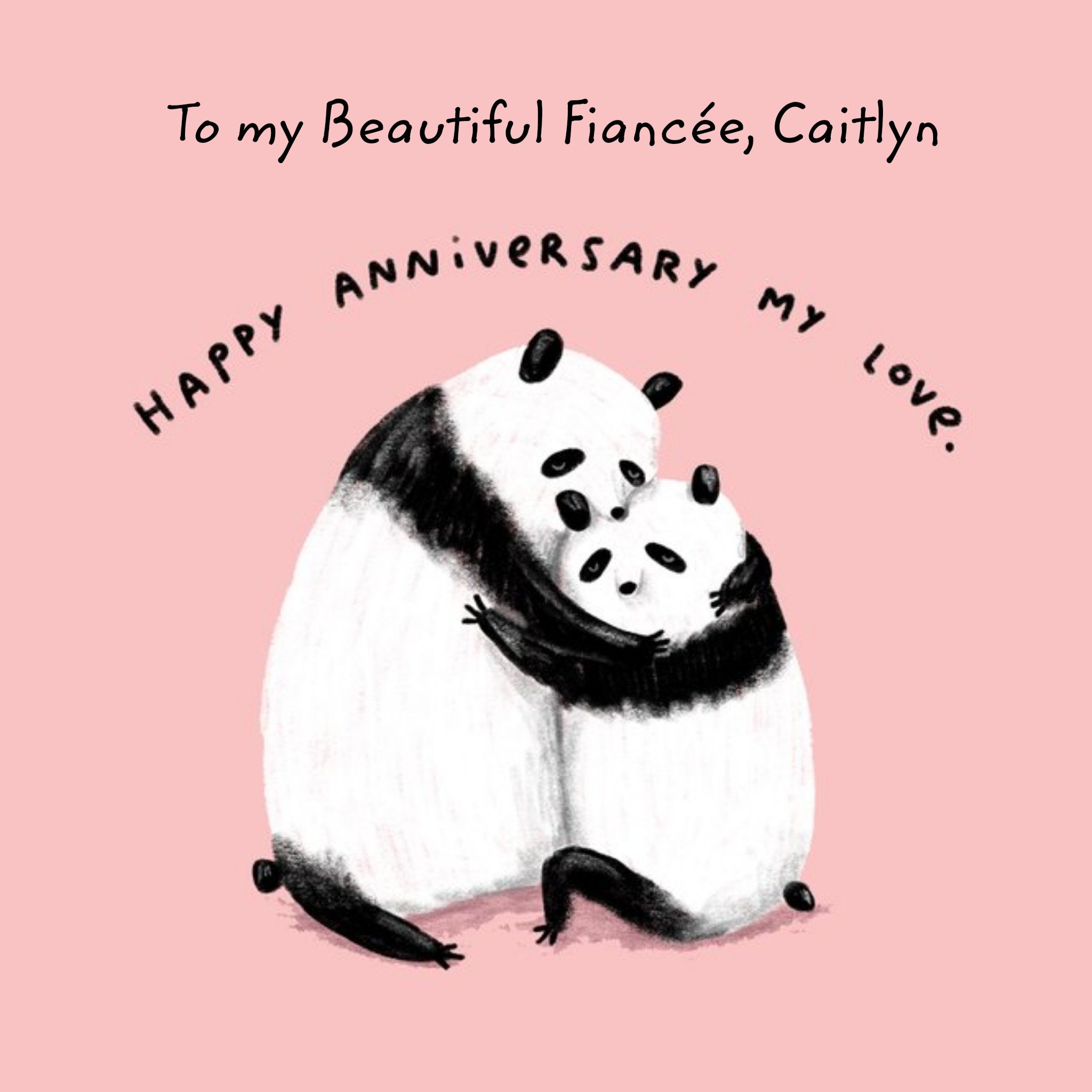 Moonpig Panda Bear Anniversay Card For My Fiancee - Happy Anniversary My Love, Square