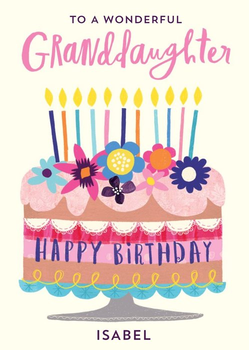 Illustrative typographic Granddaughter Birthday Card  