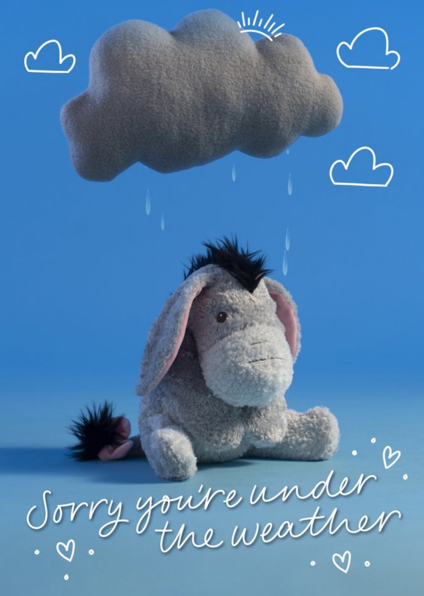 Cute Disney Plush Eeyore Under The Weather Get Well Card