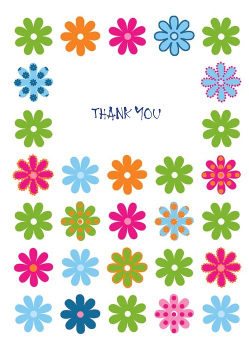 Colourful Flower Heads Personalised Thank You Card