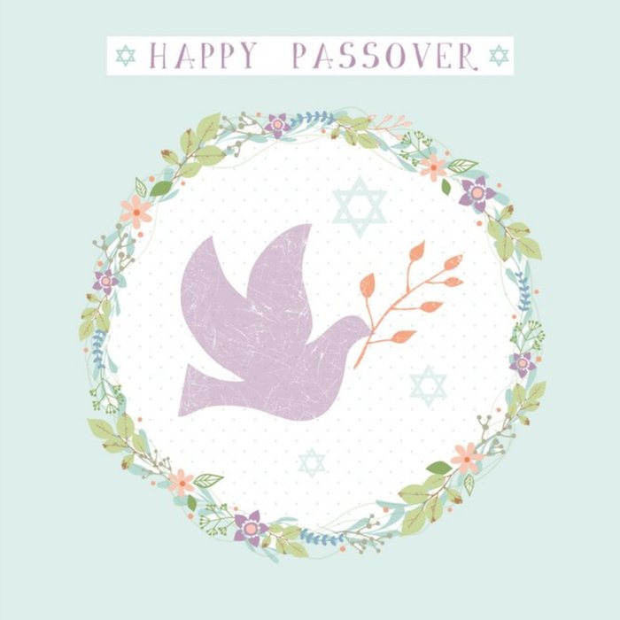 Happy Passover Dove Floral Card