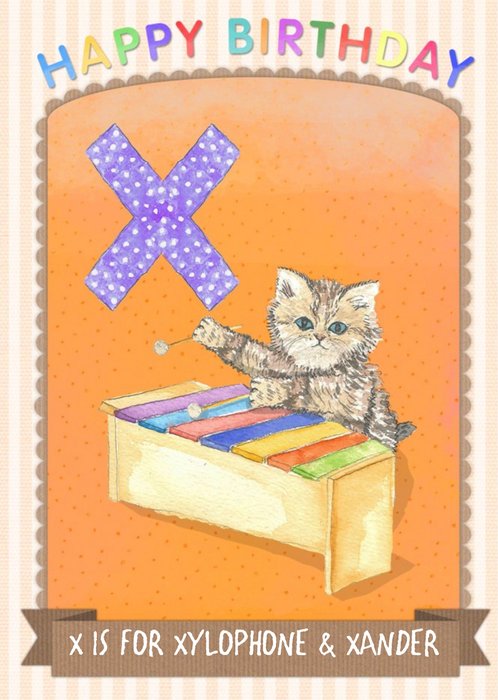 Alphabet Animal Antics X Is For Personalised Happy Birthday Card