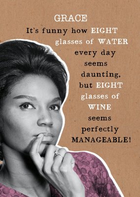 Humorous Photographic Water and Wine Birthday Card 
