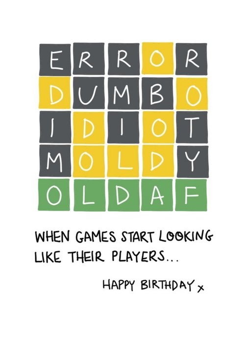 Word Game Old AF Birthday Card