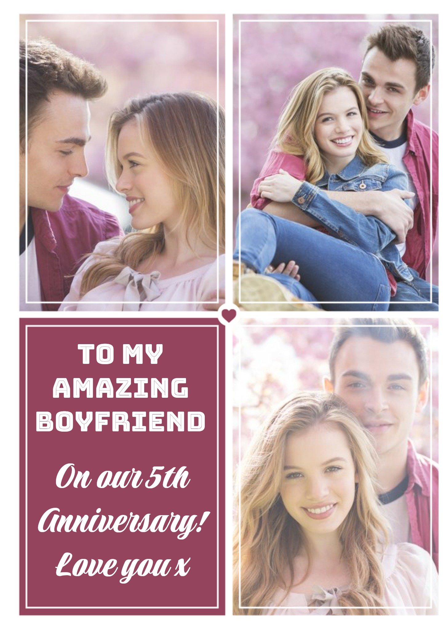Moonpig 5th Anniversary Photo Upload Card For Boyfriend Ecard