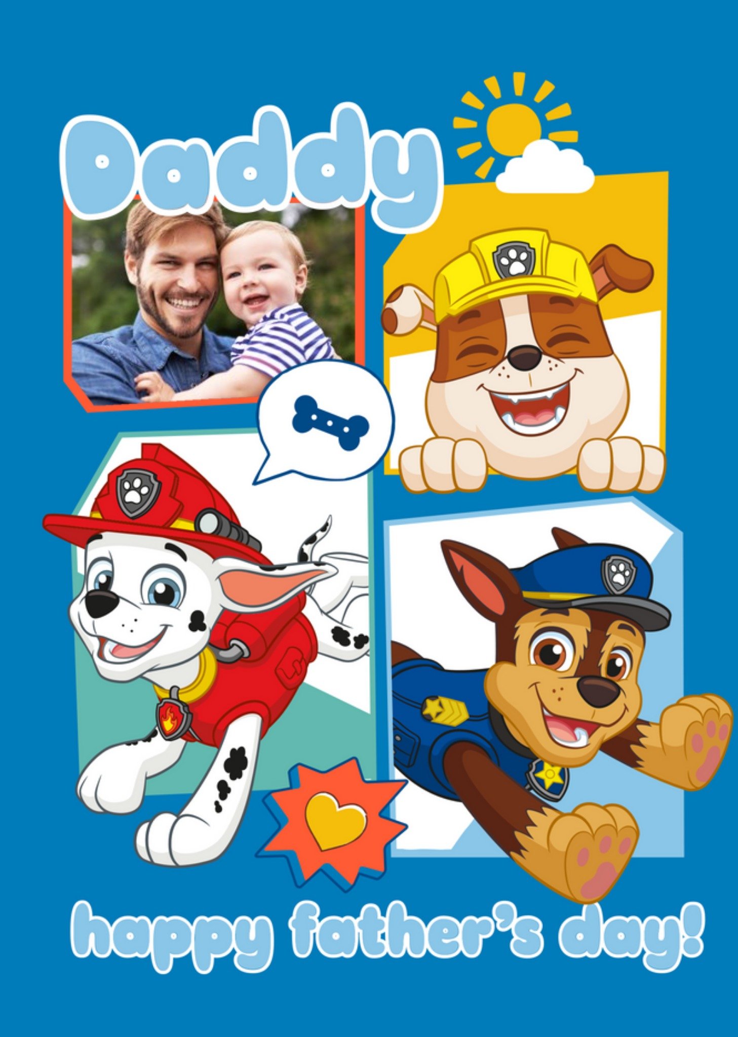 Paw Patrol Photo Upload Daddy Happy Father's Day Card Ecard