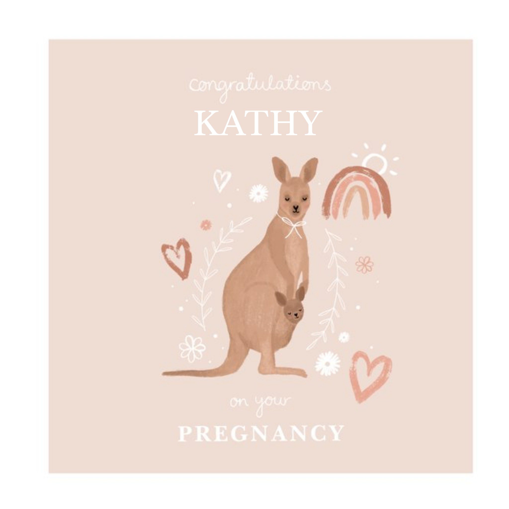 Moonpig Millicent Venton Illustrated Kangaroo Pregnancy Card, Square
