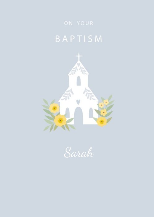 Klara Hawkins Floral Church Baptism Card