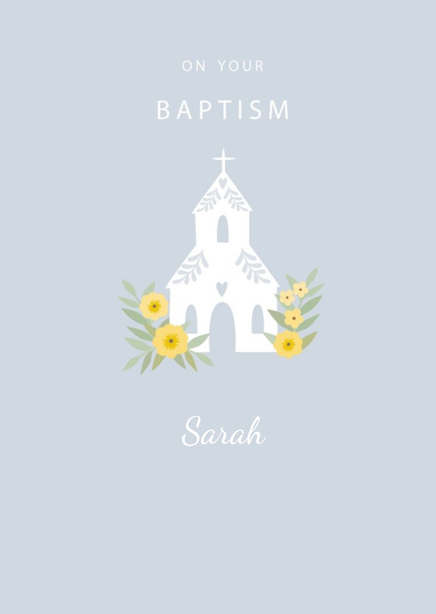 Klara Hawkins Floral Church Baptism Card Ecard