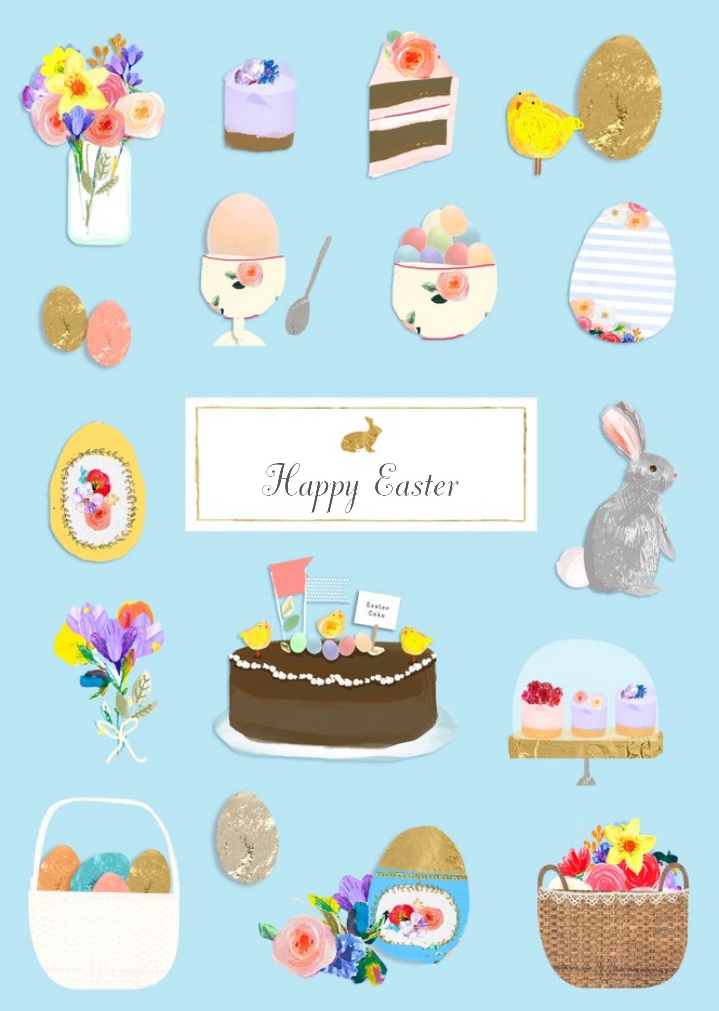 Easter Objects Personalised Happy Easter Card