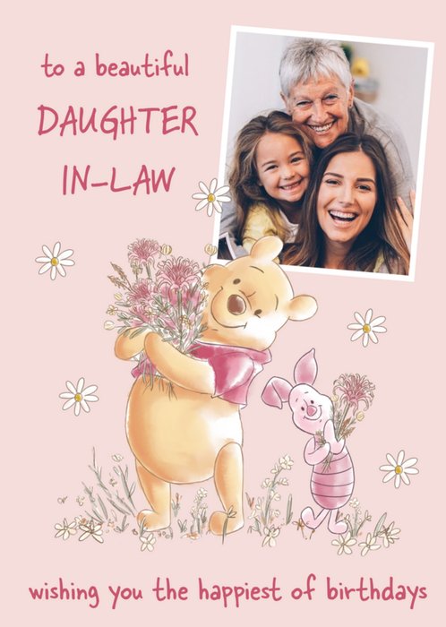 Cute Disney Winnie The Pooh Daughter In-Law Photo Upload Birthday Card