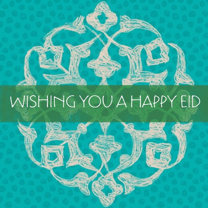 Bright Teal Happy Eid Card
