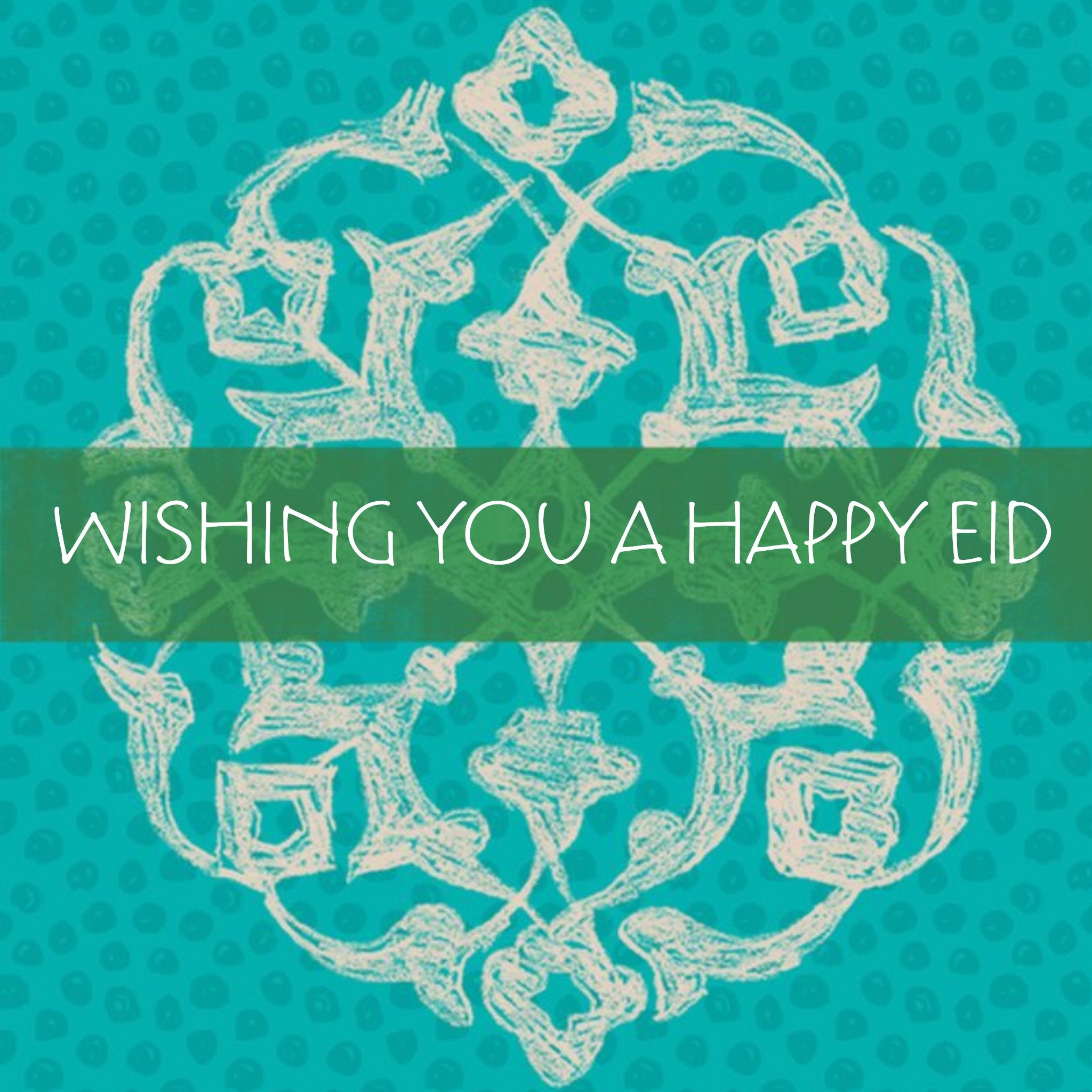 Bright Teal Happy Eid Card, Square