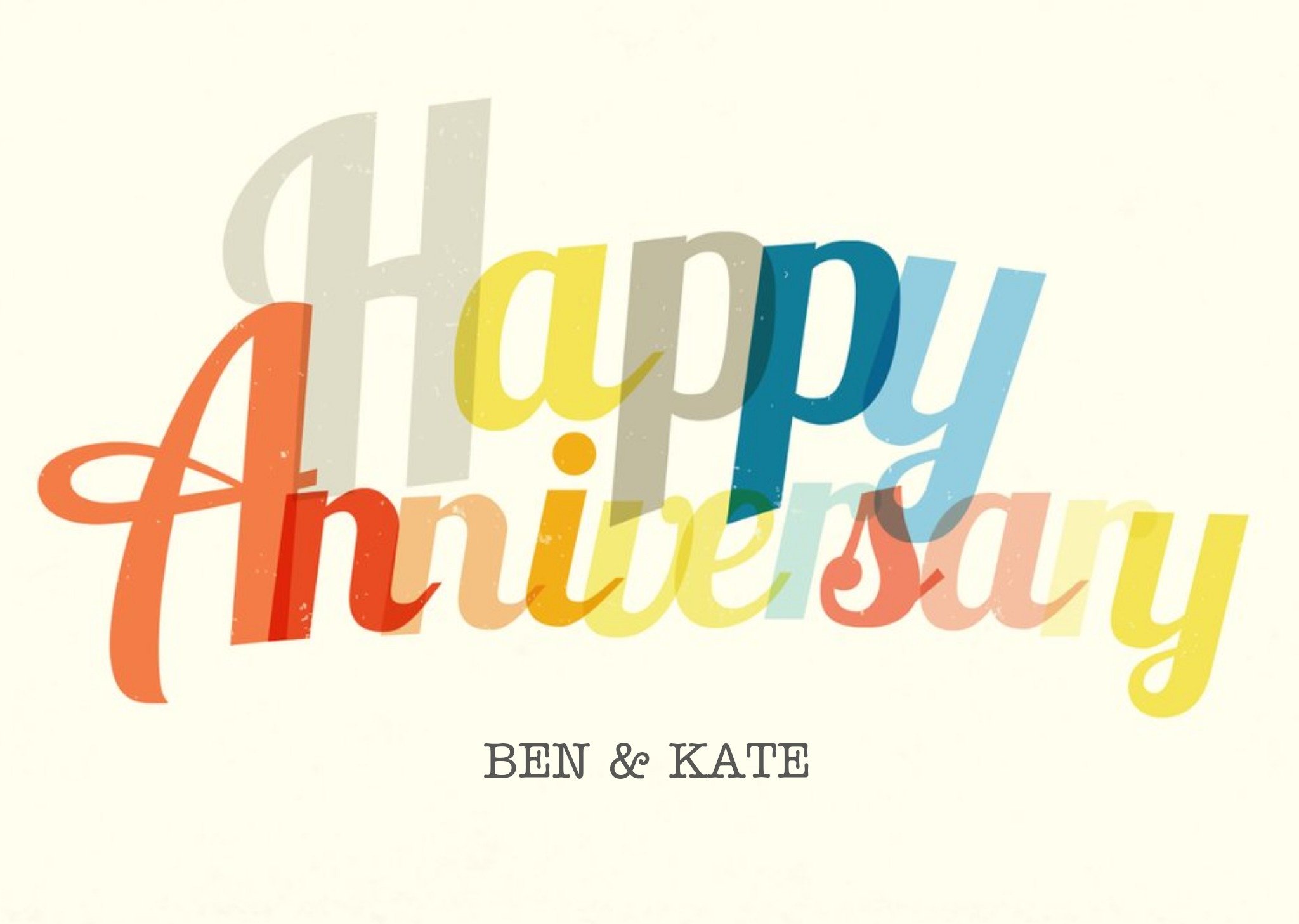 Colourful Letters Personalised Happy Anniversary Card Ecard