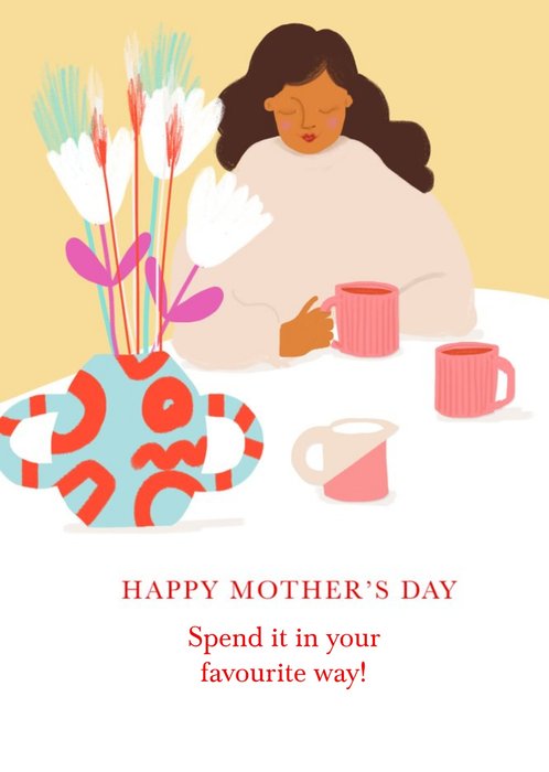 Illustration Of A Woman Relaxing Happy Mother's Day Card