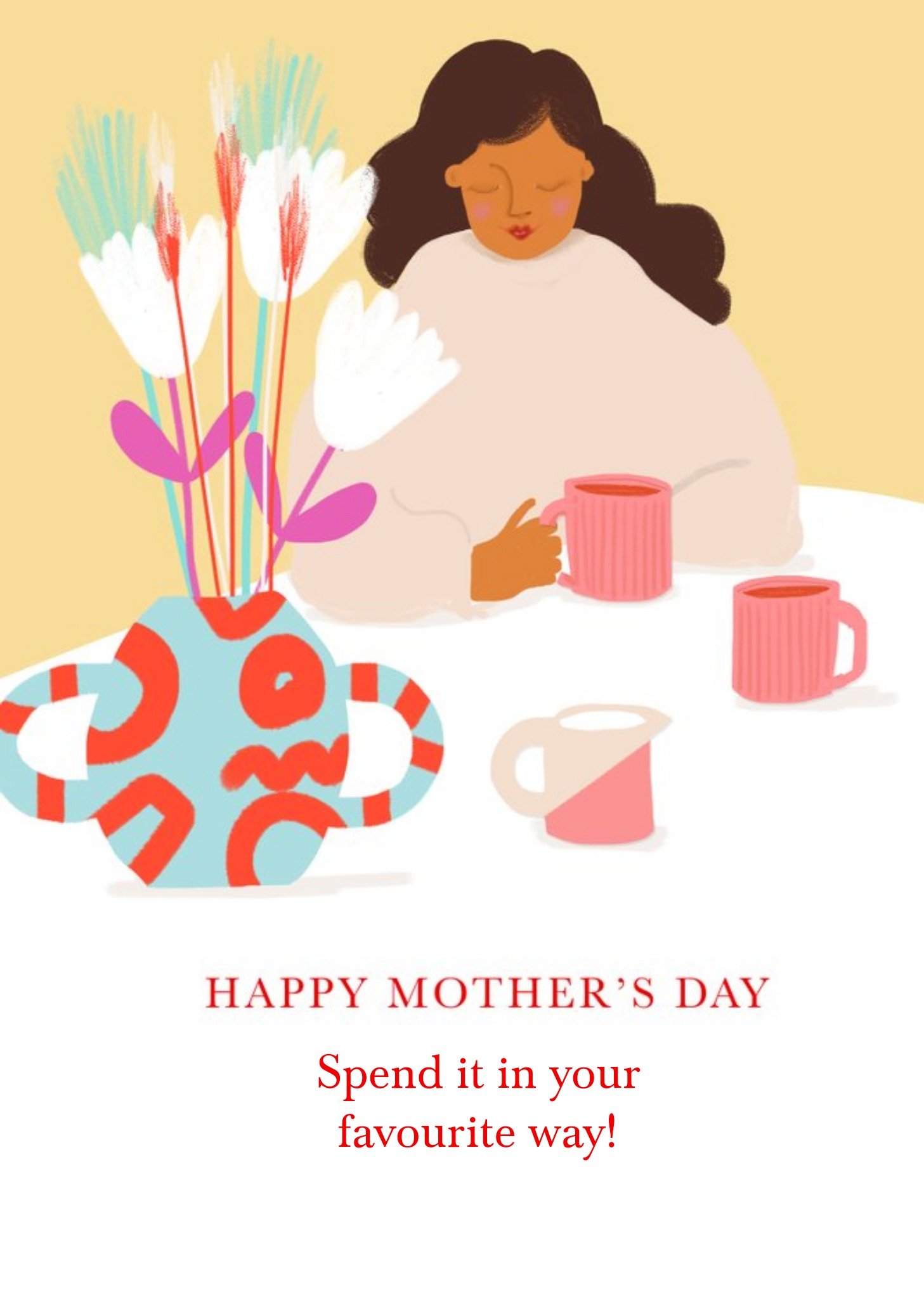 Moonpig Illustration Of A Woman Relaxing Happy Mother's Day Card Ecard