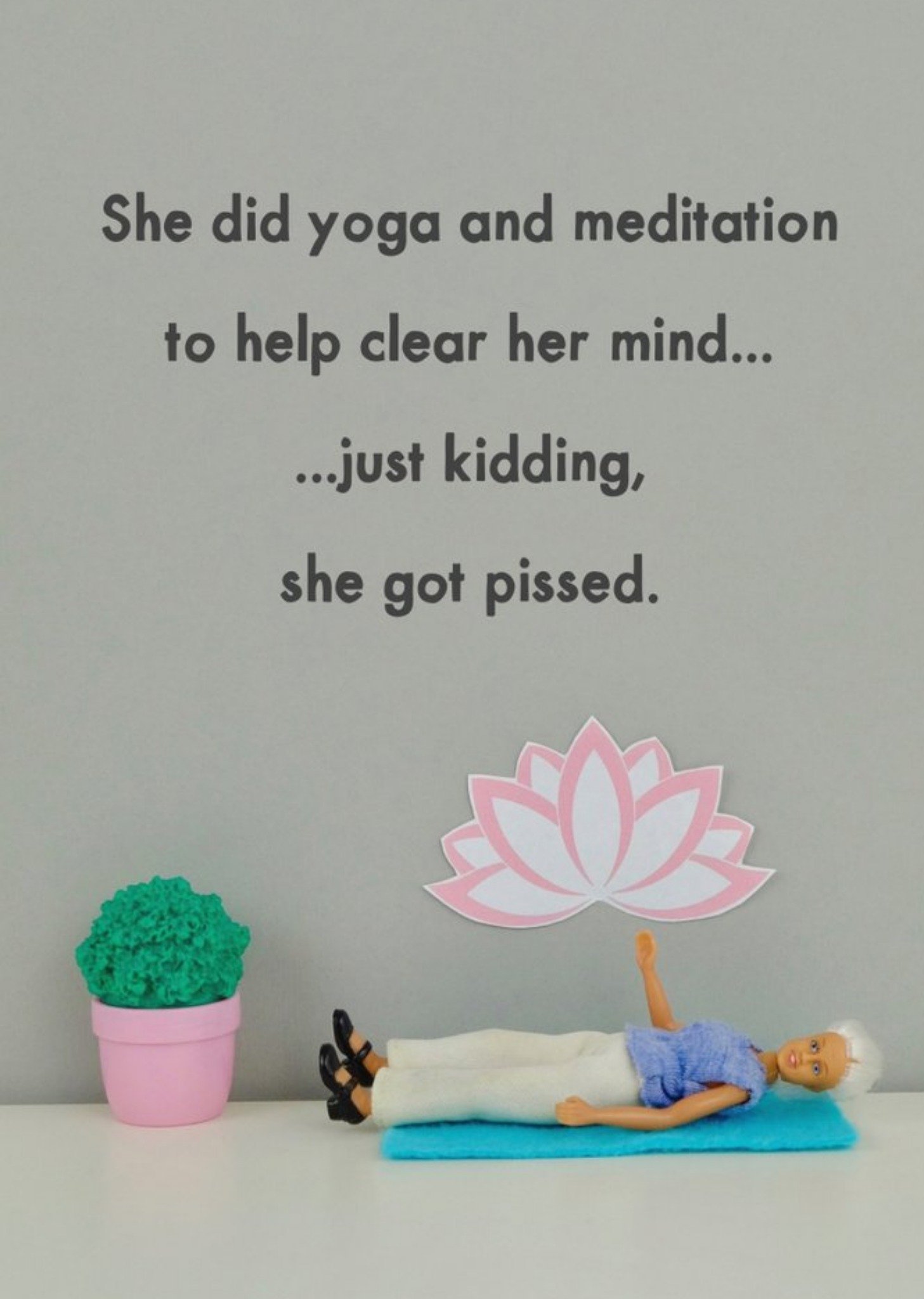 Bold And Bright Funny Photographic Female Figurine Yoga Drinking Humour Card Ecard