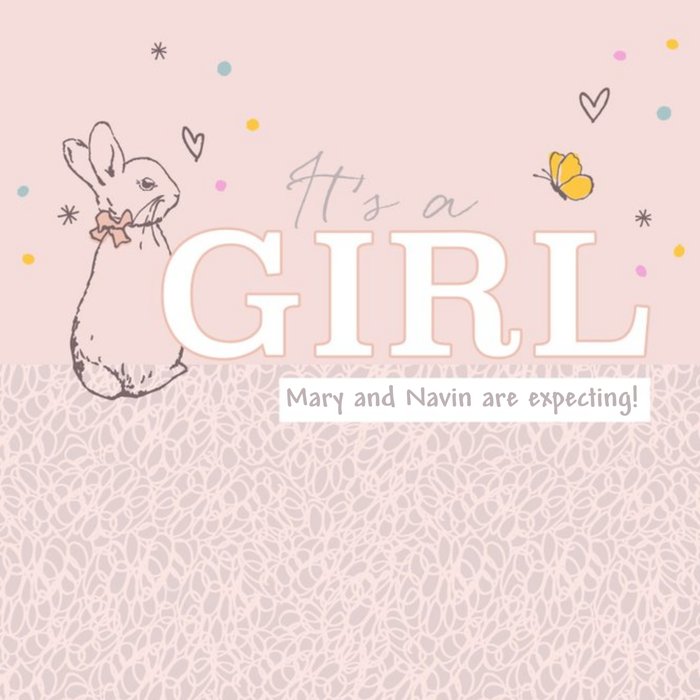 Peter Rabbit Gender Reveal It's a Girl Card