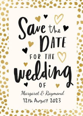 Editable Typographic Hearts Save The Date Wedding Card