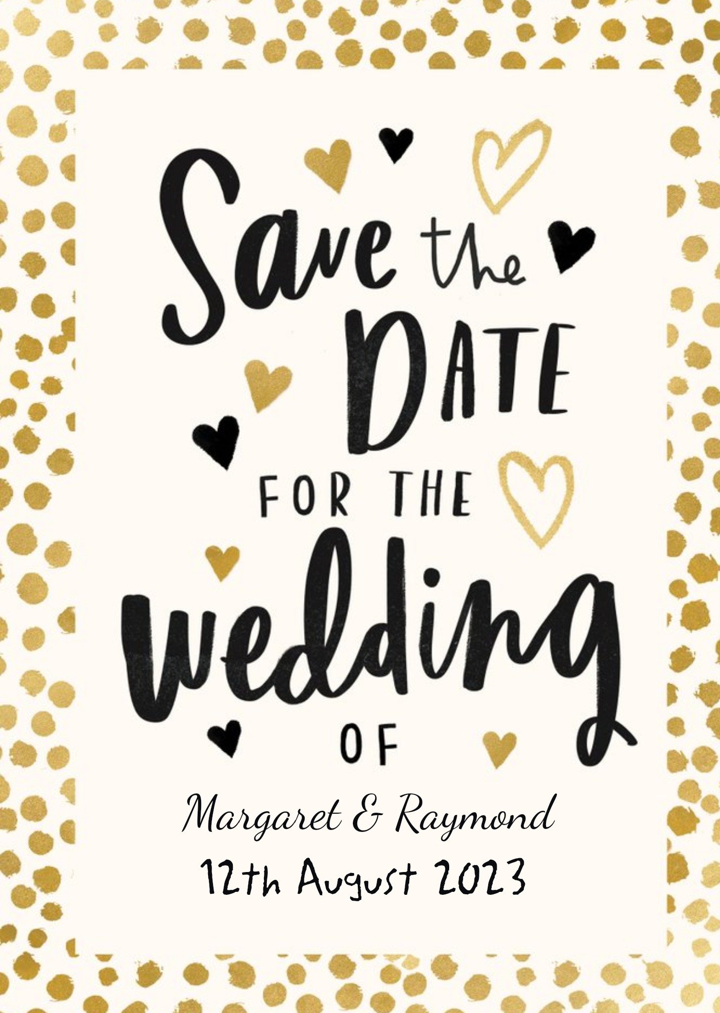 Editable Typographic Hearts Save The Date Wedding Card Ecard