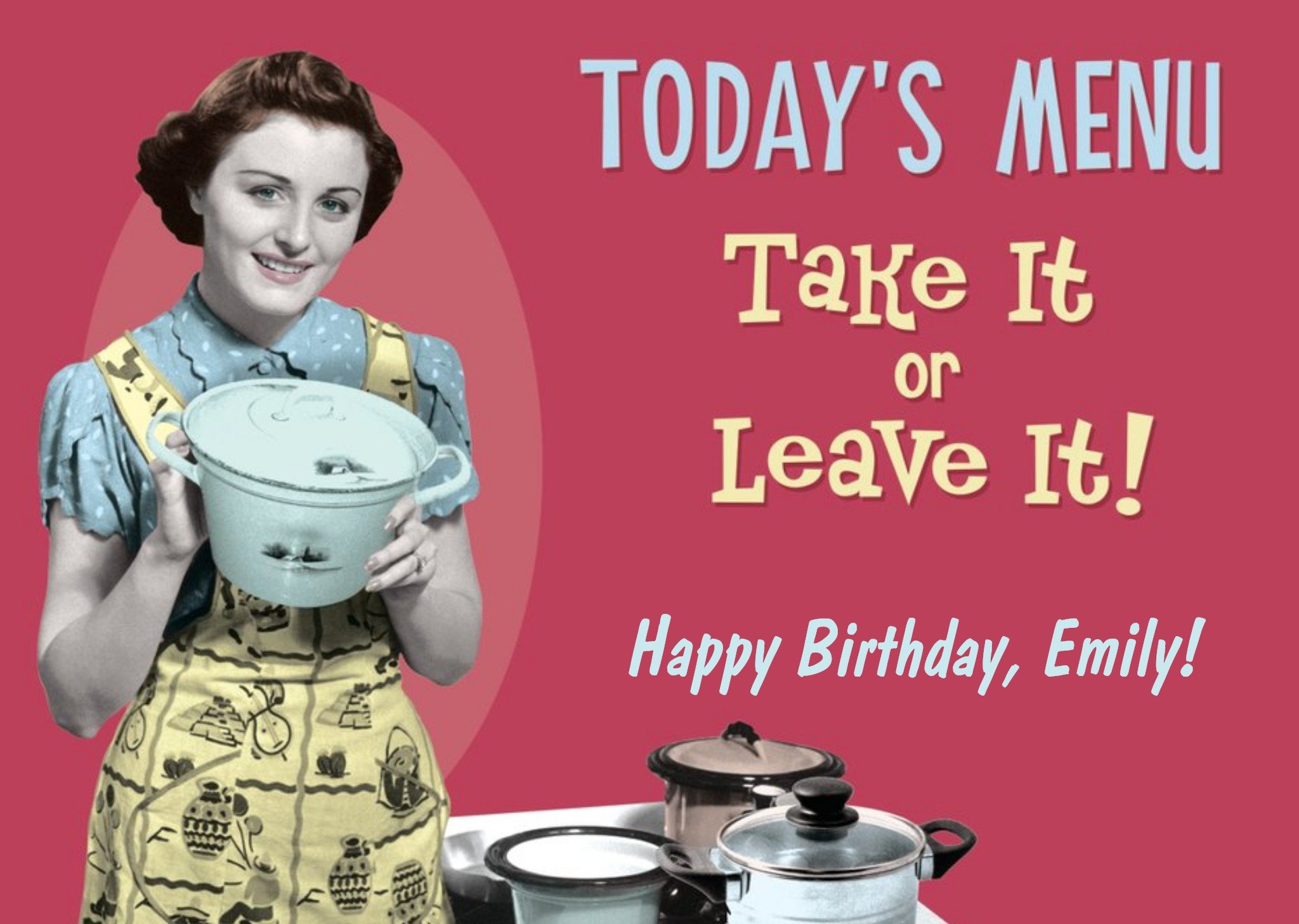 Moonpig Funny Retro Birthday Card - Today's Menu, Take It Or Leave It, Large