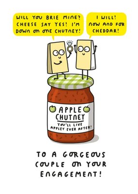 Funny Pun Will You Brie Mine Cheese Say Yes Im Down On One Chutney Engagement Card