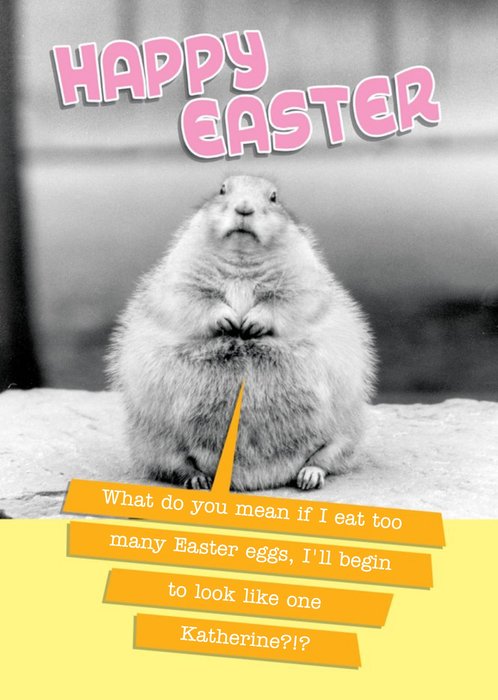 Fat Squirrel Happy Easter Card