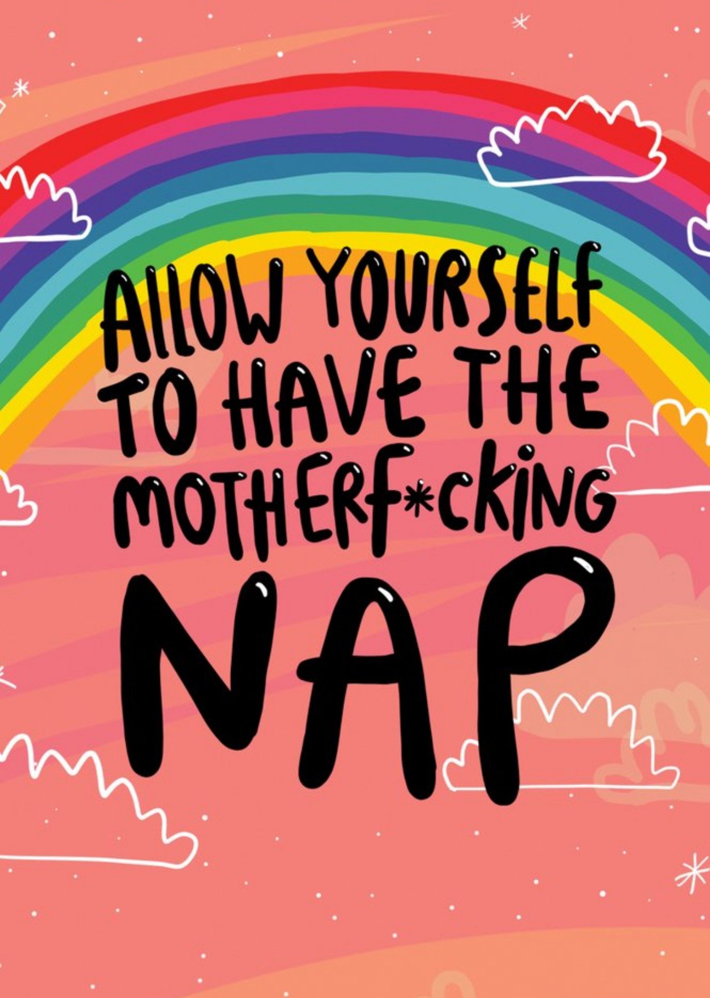 Moonpig Rainbow Self Care Allow Yourself To Have The Nap Mental Health Just A Note Card, Large
