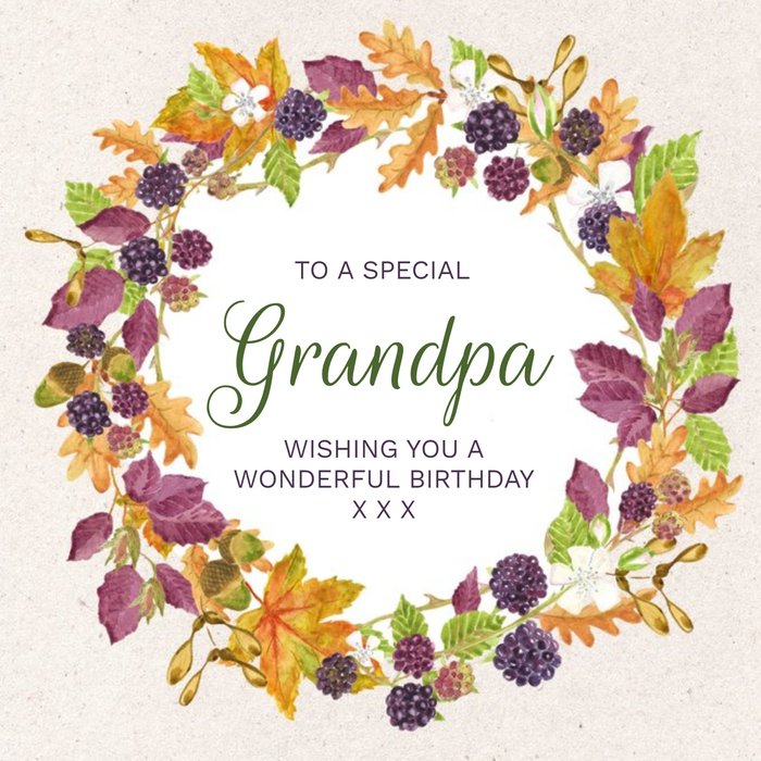 Traditional Watercolour Illustration Special Grandpa Birthday Card