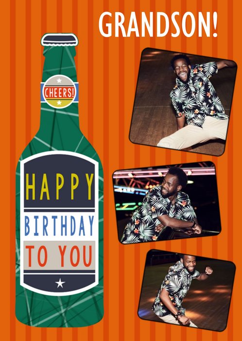 Beer Bottle Photo Upload Birthday Card