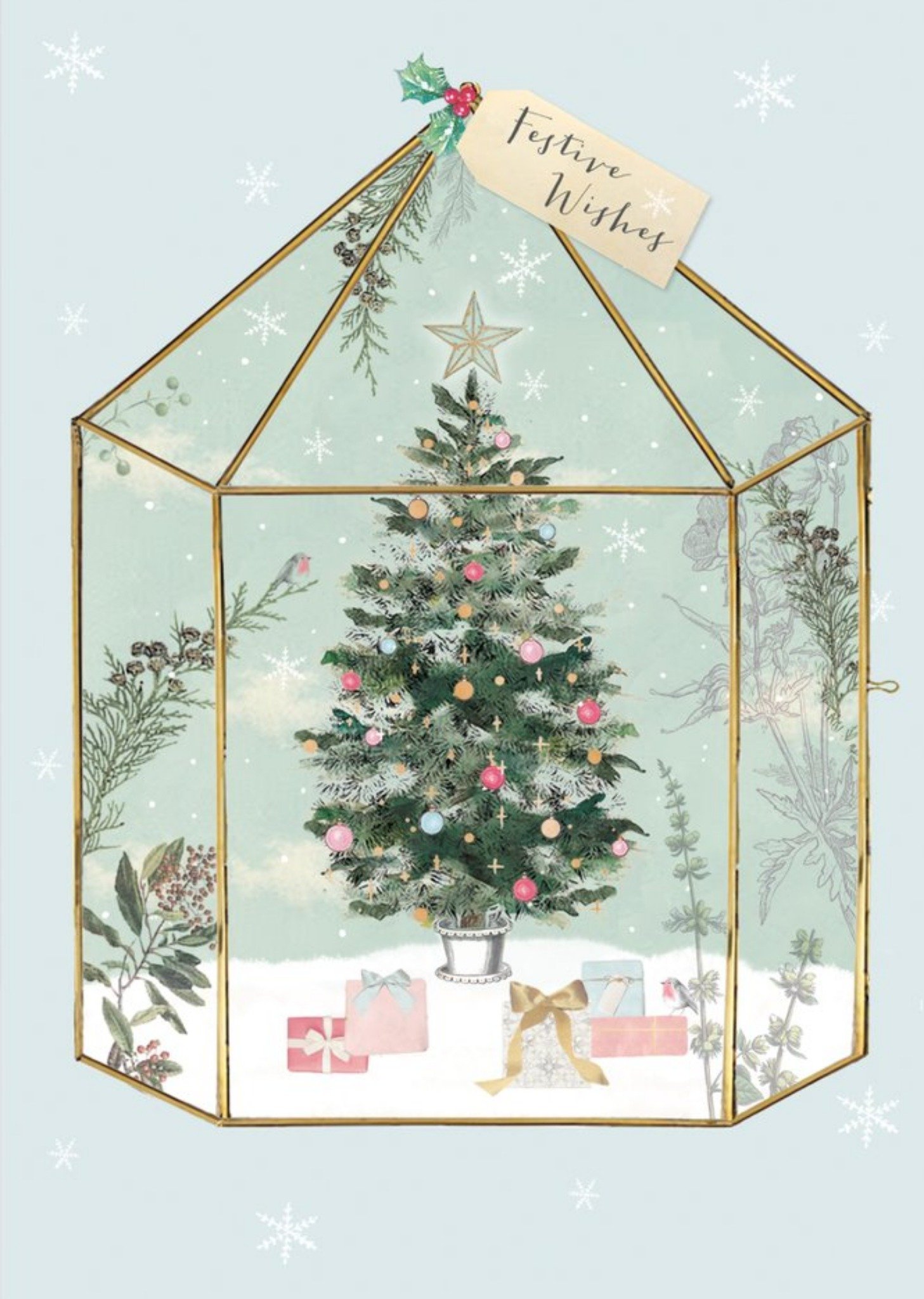 Moonpig Ukg Floral Terrarium Tree Christmas Card, Large
