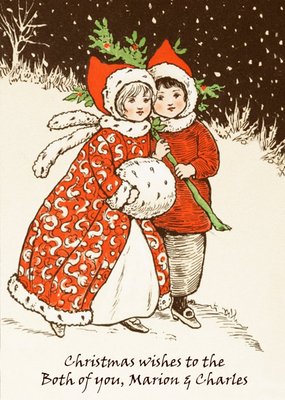 Vintage Snowy Stroll Personalised Christmas Card